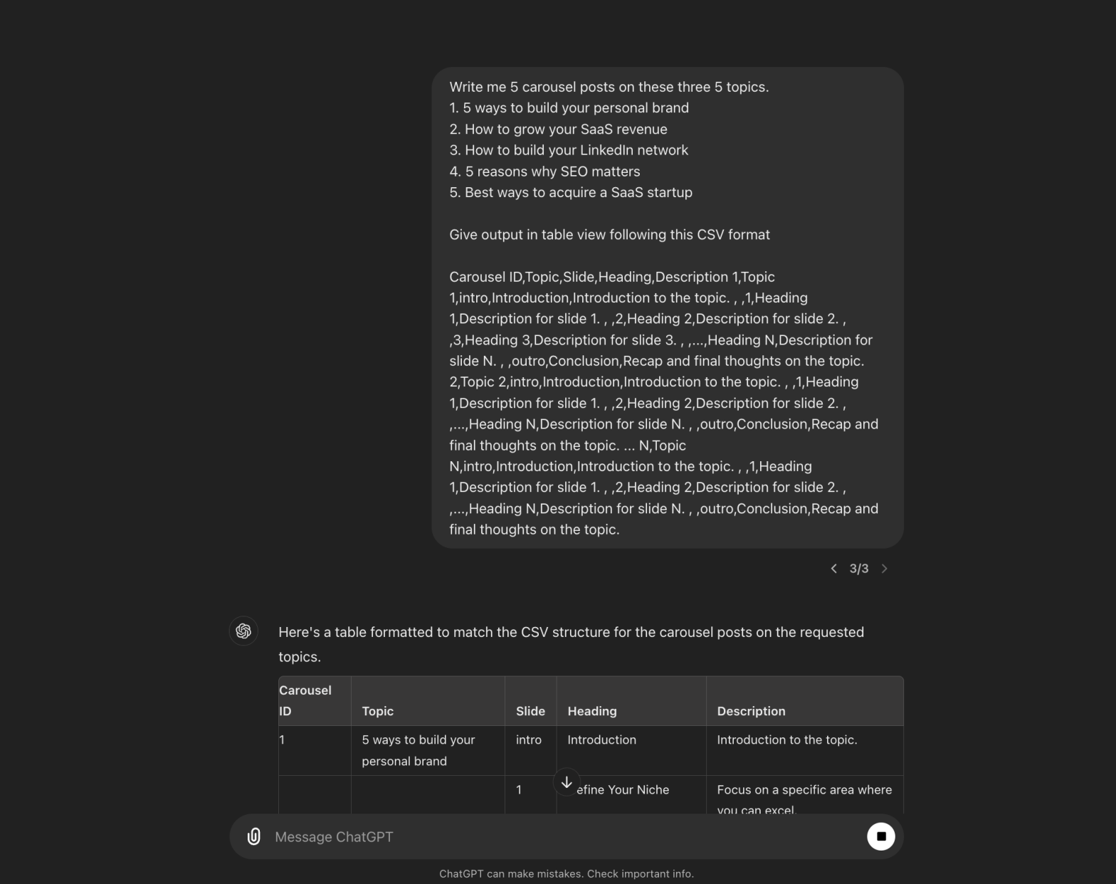 Create carousel posts with ChatGPT or Claude in bulk - Contentdrips