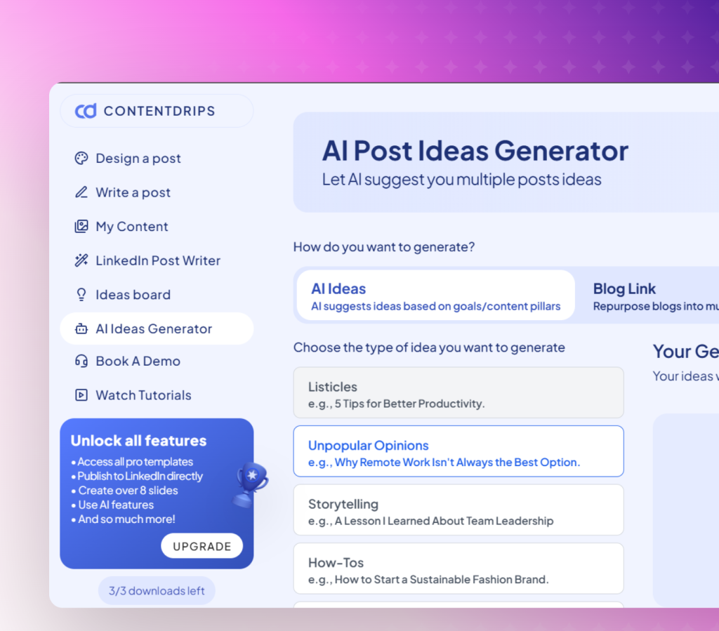 Contentdrips AI idea generator