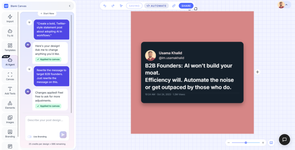 Contentdrips AI Design Agent: Modifications