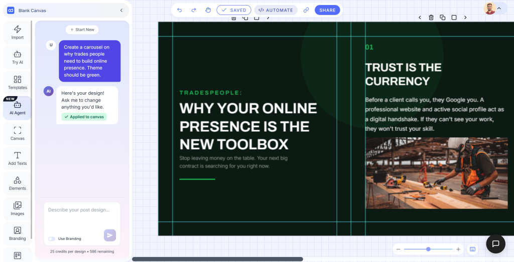 Contentdrips AI Design Agent: Social Media Carousel generated using AI Design Agent