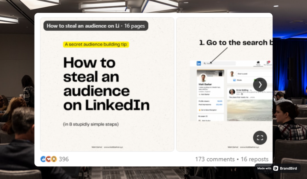 Contentdrips: "Steal" + "8 stupidly simple steps" — a clear value exchange with zero ambiguity. Nearly 400 reactions on a hook that just tells you exactly what you're getting.