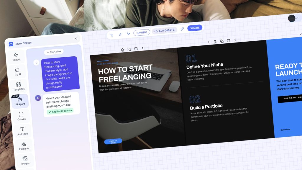 Contentdrips AI Design Agent: Generate editable graphics using natural language.