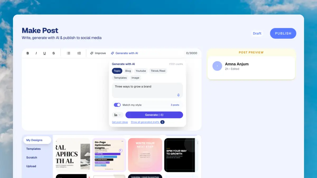 choose platform for ai post generator